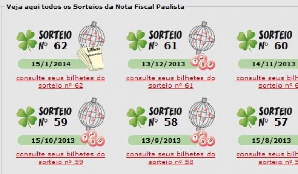 Consumidores podem consultar bilhetes para o primeiro sorteio de 2014 da Nota Fiscal Paulista 